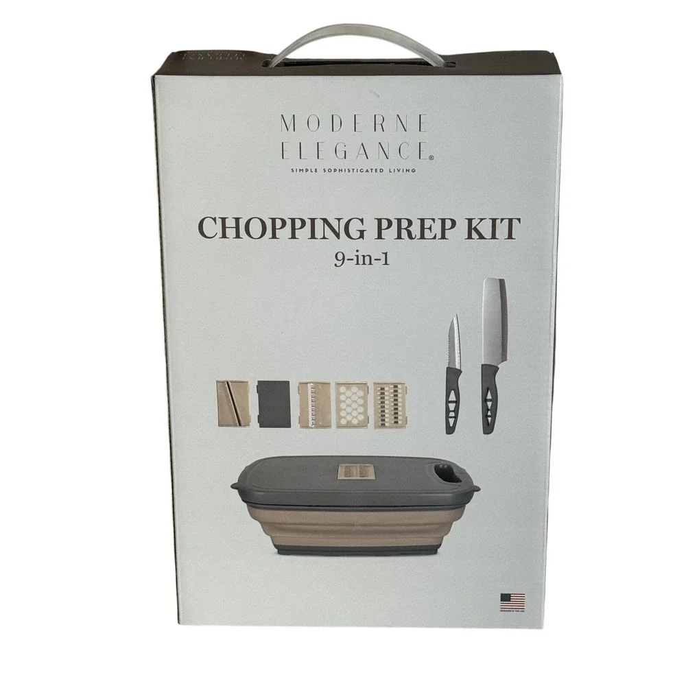 NEW Moderne Elegance Chopping Prep Kit Collapsible Food‎ Container  with Knives